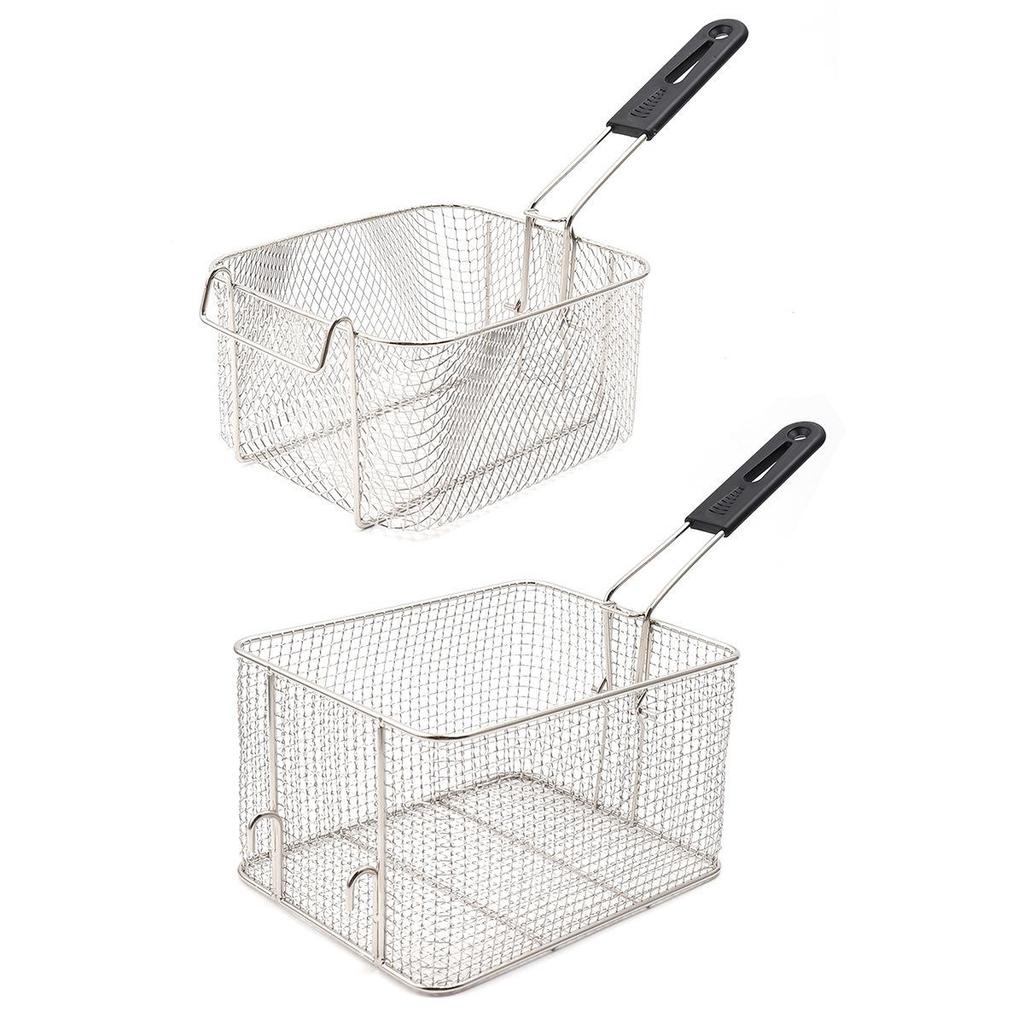Stainless Steel Foldable Frying Basket for French Fries, Chicken Legs, and Fried Dough Sticks - Special Square Mesh Sieve.