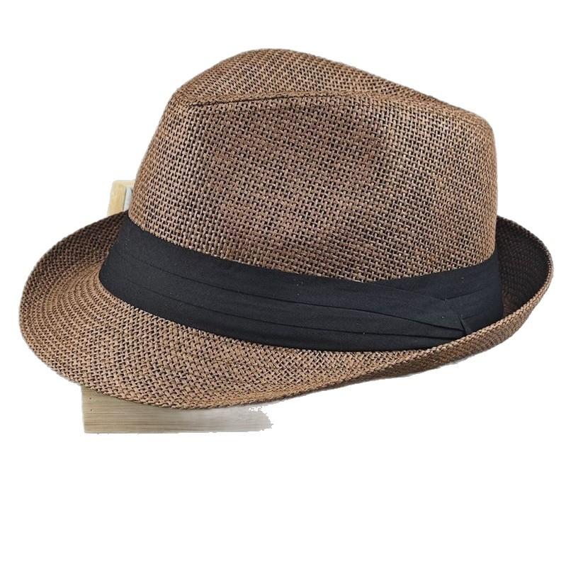stiff and stylish grass top hat British style jazz hat big head circumference men's hat summer sun protection shade couple hat