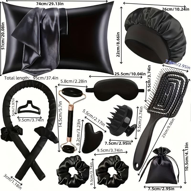 

No heat curling iron set, eye mask, shower cap, no heat and no hair damage, single zipper pillow. чёрный