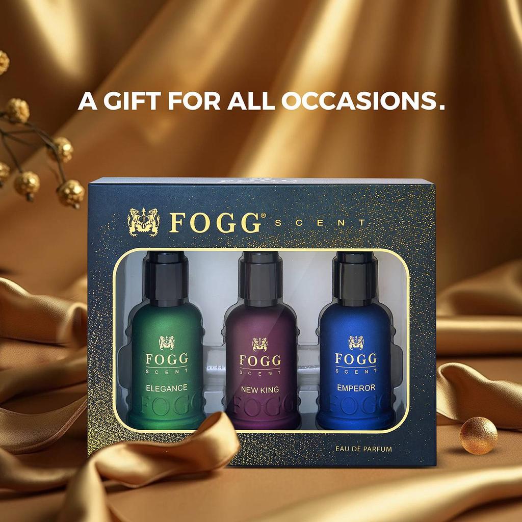 Fogg Gift Set Premium Eau De Parfum For Men And Women Long Lasting Woody Scent 90ml Pack Of 3 Travel Friendly Perfume Collection