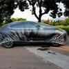 Upgraded Elastic Band Clear Plastic Disposable Universal Car Covers Rain Dust Garage Cover Waterproof Temporary Durable
