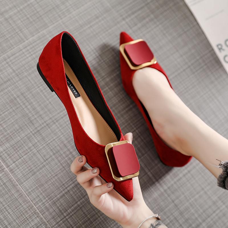 Fashion Brand 2025 Flats Shoes Women Flock Soft Soled Ballets Ladies Pointed Toe Party Shoes Bridesmaid Wedding Shoes OL Office Shoes
