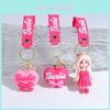 Tecknad Rosa Barbie Prinsessa Nyckelring Hänge Silikon Docka Nyckelring Dekoration Gåva Byi-0025