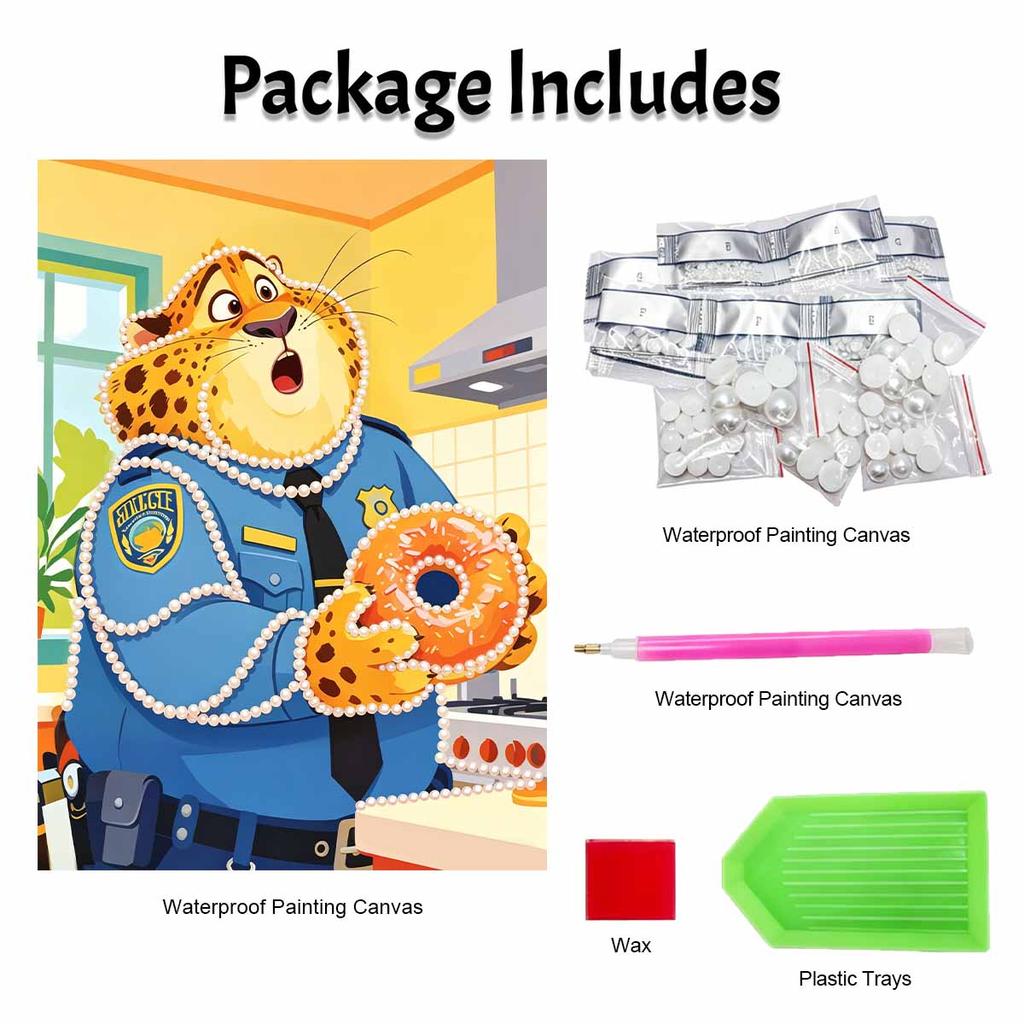 Disney Pearl Art DIY Kit Officer Clawhauser Zootopia  Pearl Gemstone Painting Home Wall Decor Craft
