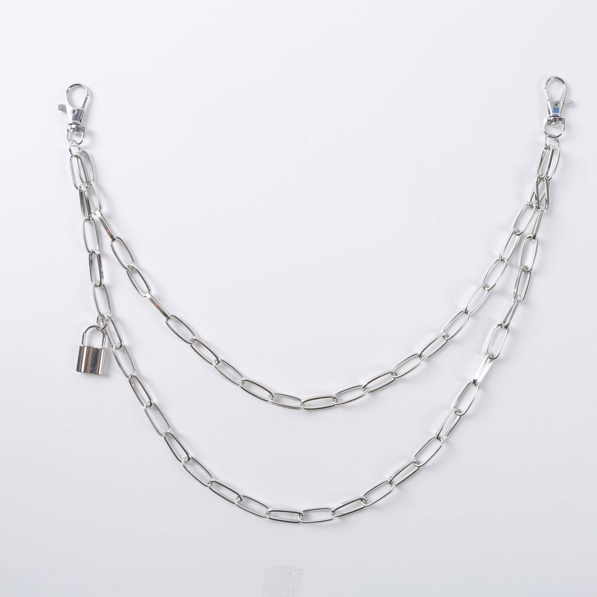 

Europe, America, punk retro new multi-layer body chain men s and women s fashion lock-shaped metal waist chain, trouser chain