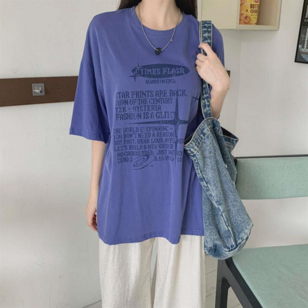 New Arrivals Open Run Women 100  CoTTon OverfiT ShorT Sleeve T shirT