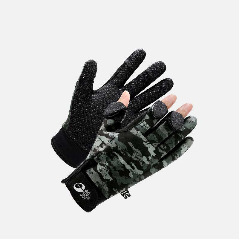 Warm Windproof Winter Fishing & Cycling Gloves for Men - Non-Slip, Touchscreen-Compatible, Fleece-Lined