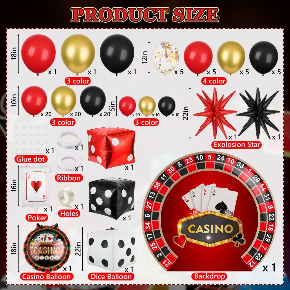 Große Luftballons Casino Party Dekorationen 98-teiliges Set Vegas-Themen-Dekorationen Casino Nacht