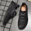 Fashion New Men's Vintage Genuine Leather Shoes Plus Size Lace-up Breathable Loafers Flats Driving Shoes