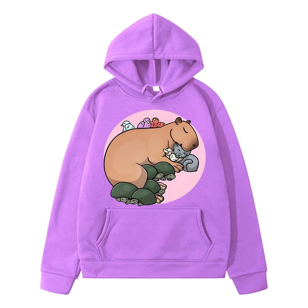 Sweat-Shirt Enfant Capybara Mignon - Col Rond, Coton, Printemps/Automne, Pour École, Loisirs, Garçons Et Filles