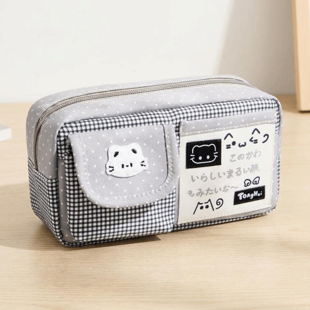Durable Cat Pen Bag Large Capacity Stationery Bag Simple Cartoon Pencil Case Office