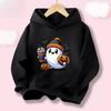 Halloween Kawaii Pumpkin Cartoon Print Children Hooded Sweatshirt Boy Girl Autumn Winter Daily Outdoor Casual Warm Sportswear