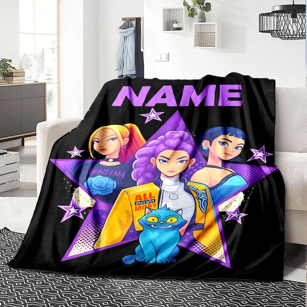Customizable KPop Demon Hunters31 Throw Blanket – Personalized Name, All-Season Cozy Snug Blanket, Machine Washable, Personalized Blanket