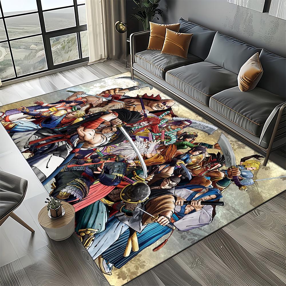 Retro Game Samurai Spirits Shodown Haohmaru Cartoon Carpet Rug for Living Room Bedroom Home Sofa Decoration,Non-slip Floor Mat