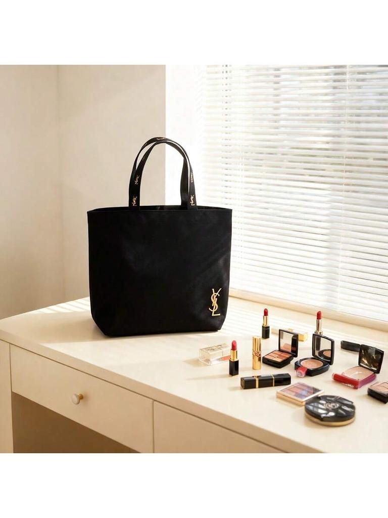 YSL - Black Canvas Single-Shoulder Bag, With An Ultimate Minimalist, Has A Large Capacity And Can Be Used For Work, Shopping, School And Traveling