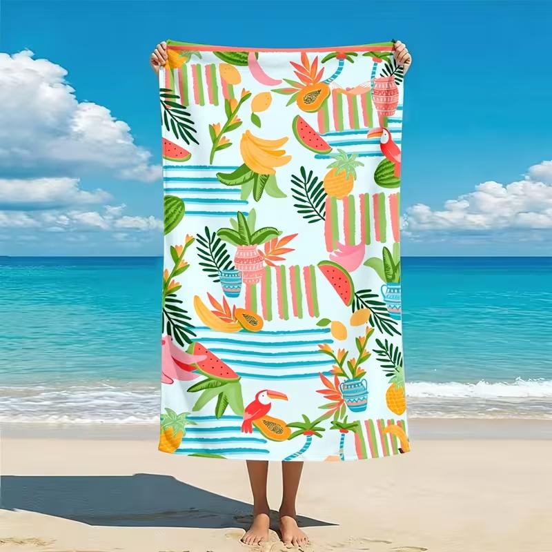 Minimalist Palm Tree Print Beach Towel Quick Dry Lightweight Absorbent Sand-Proof Towel for Summer Beach Travel Camping