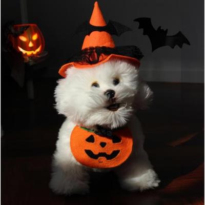 Pet Saliva Towel Halloween Ghost Elastic Lace-up Decoration Dog Cat Pumpkin Ghost Embroidery Supplies