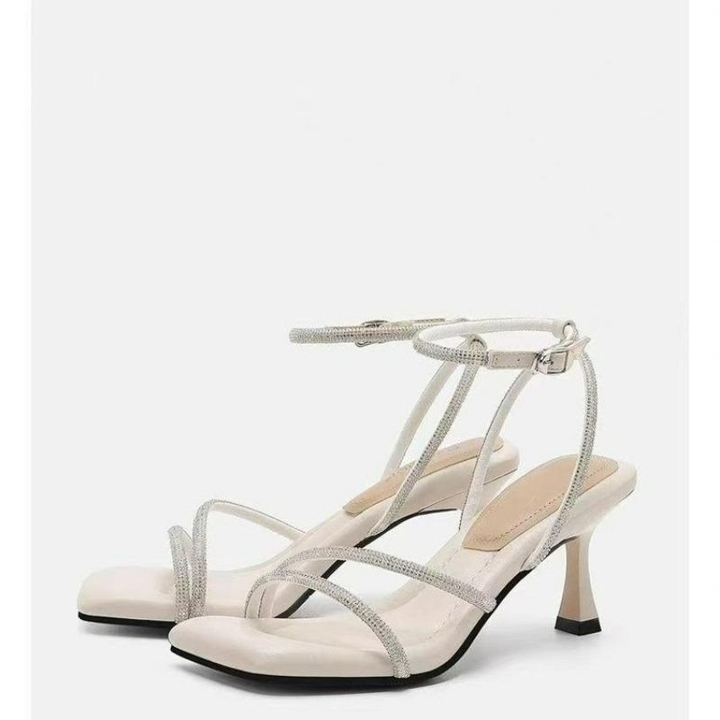 Mode 2025 Sommer Damen Sandalen Neue Zehenfreie Hochhackige Sandalenschuhe Mit Schnalle Schlicht Elegant Stilettoabsatz Pumps