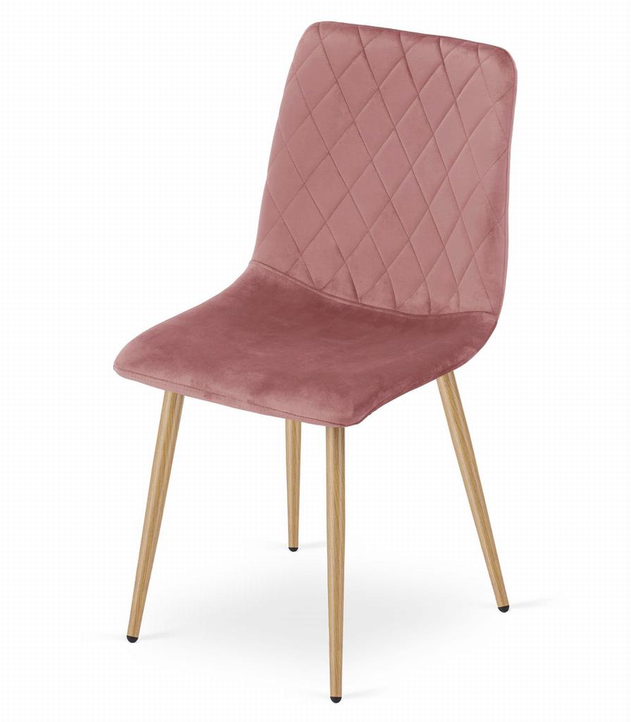 TURIN chair - pink velvet / wood color legs x 1