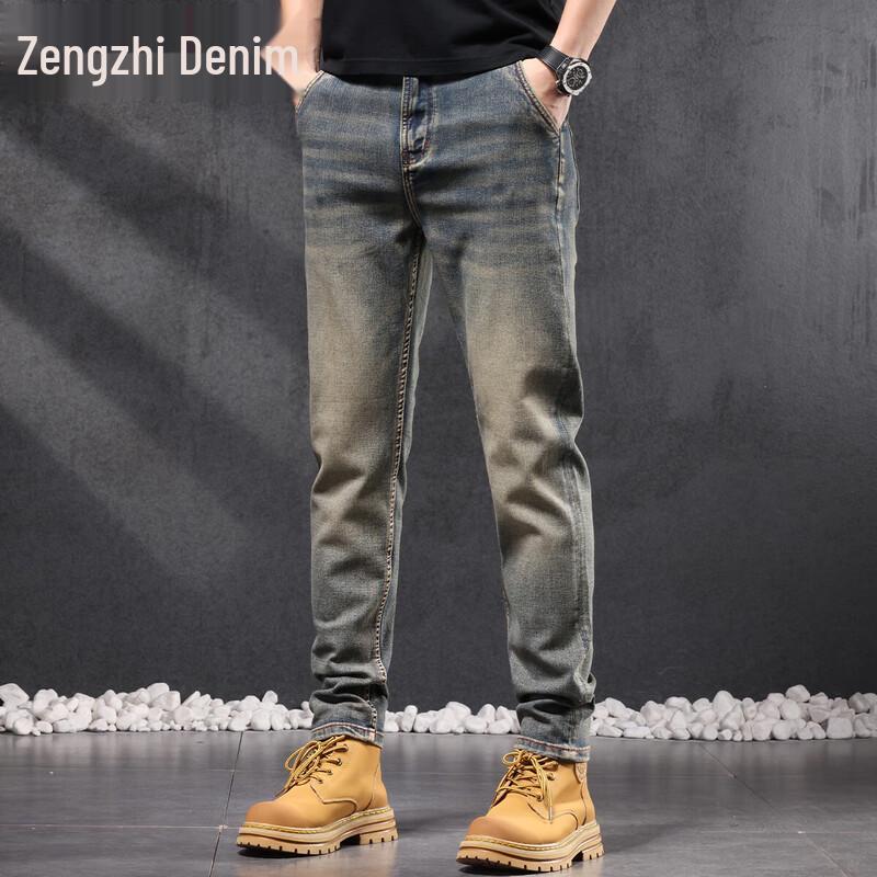 

Мужские винтажные джинсы Zengzhi свободного кроя с прямыми штанинами 38