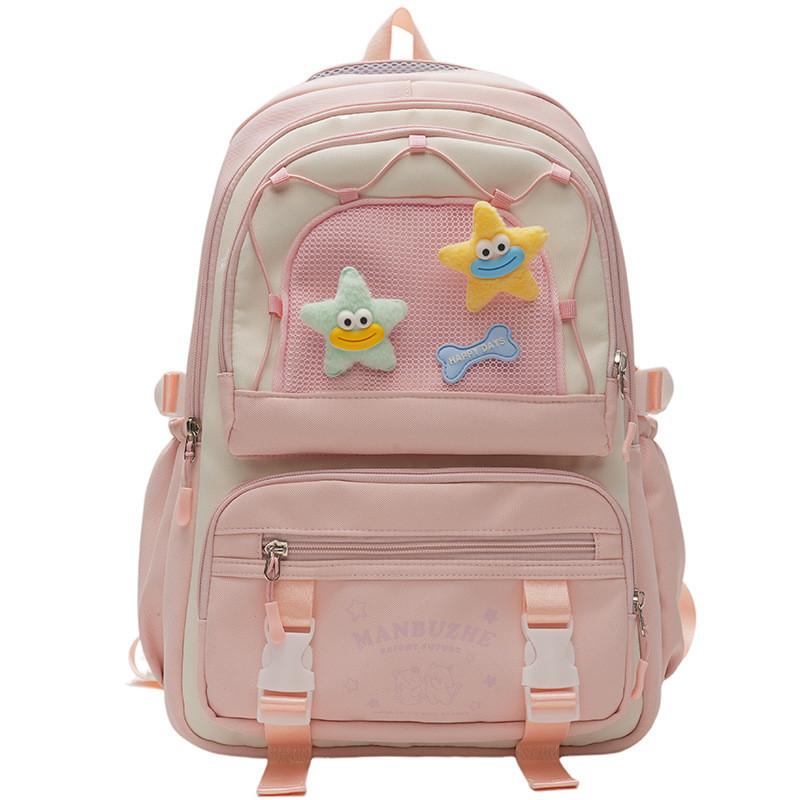 Shoulder Large Bag Capacity Solid Color Backpack Unisex School Travel Student