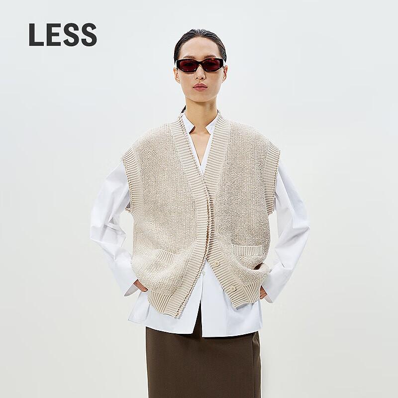 LESS 2025 Spring Cotton Stand Collar Long Sleeve Relaxed Fit Shirt L