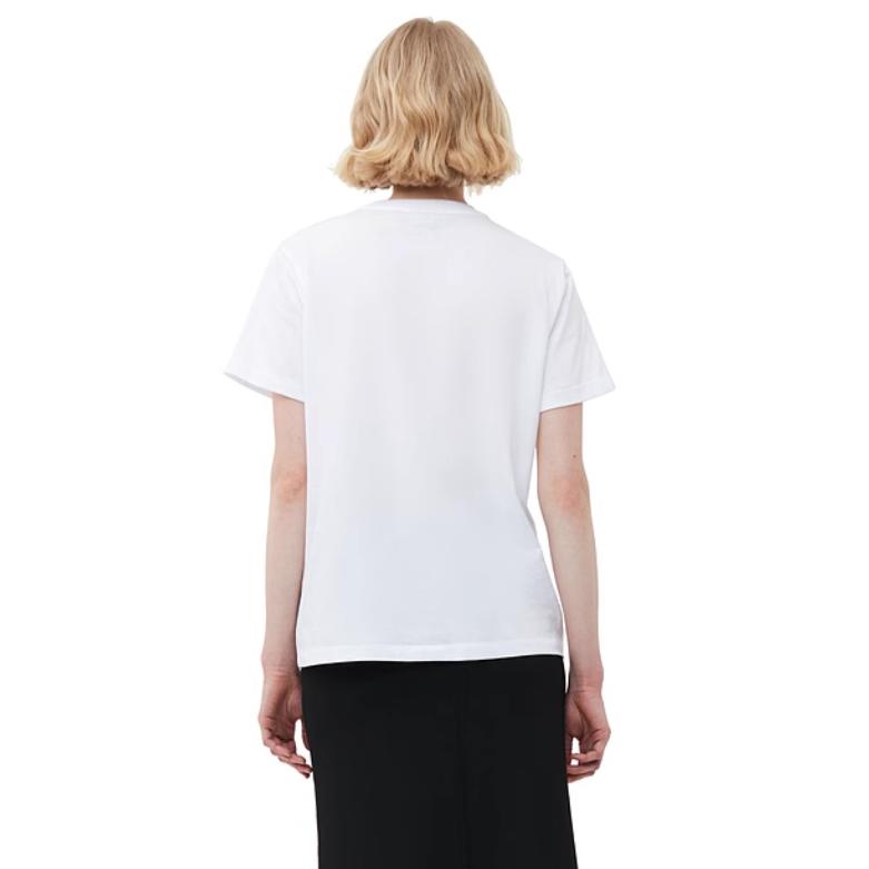 Ganni Floral Letter Print Round Neck Short Sleeve T-Shirt Women tops White T3688-151