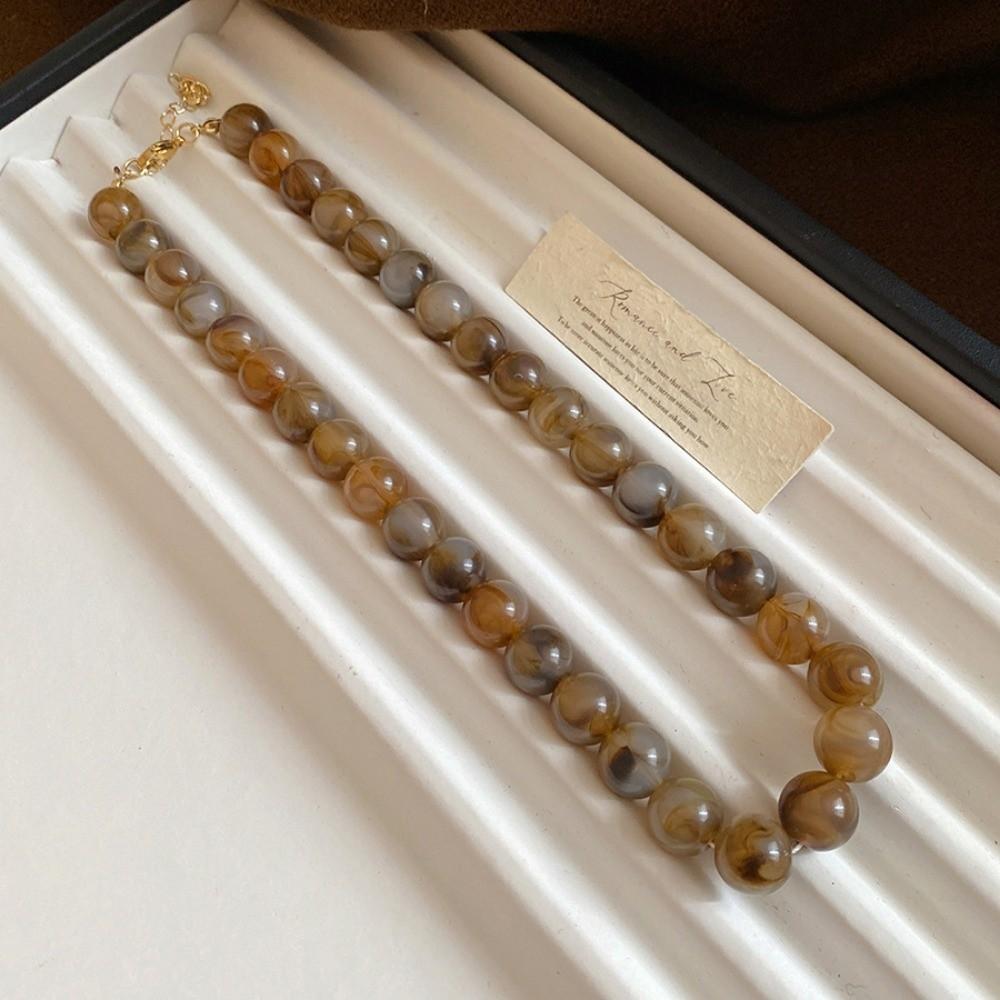 Smudging Round Beads Necklace Acrylic Collarbone Chain New Choker Necklace  Gifts