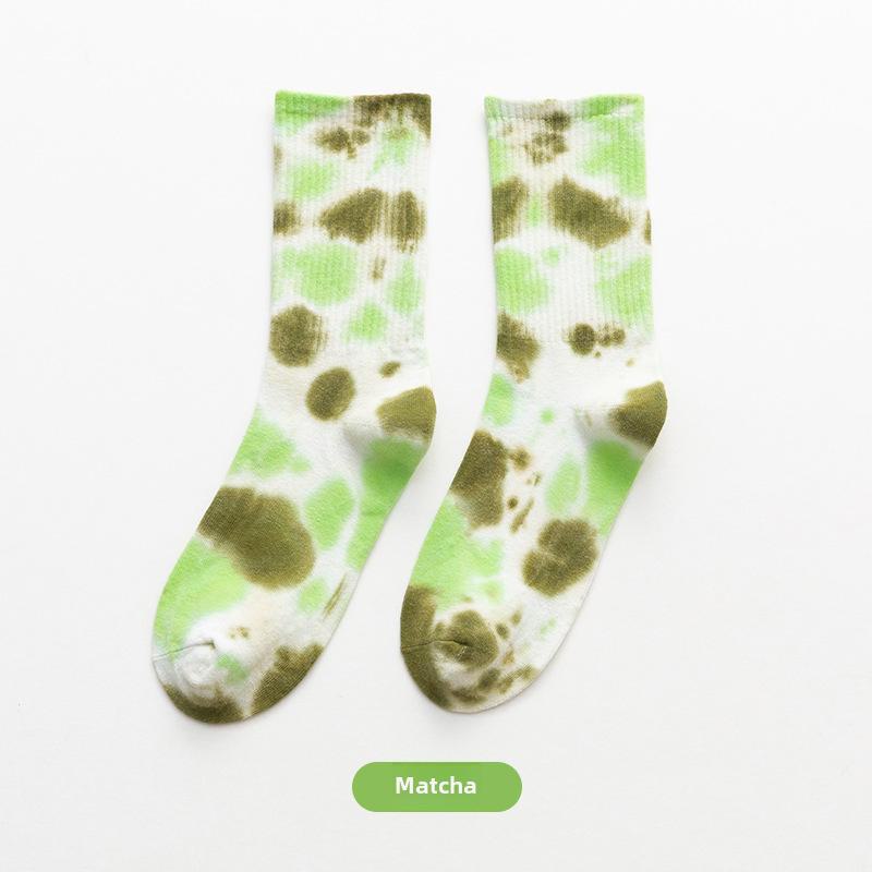 Gradient Tie-Dye Mid-Tube Cotton Socks - Women's Street Fashion & Sport Trend
