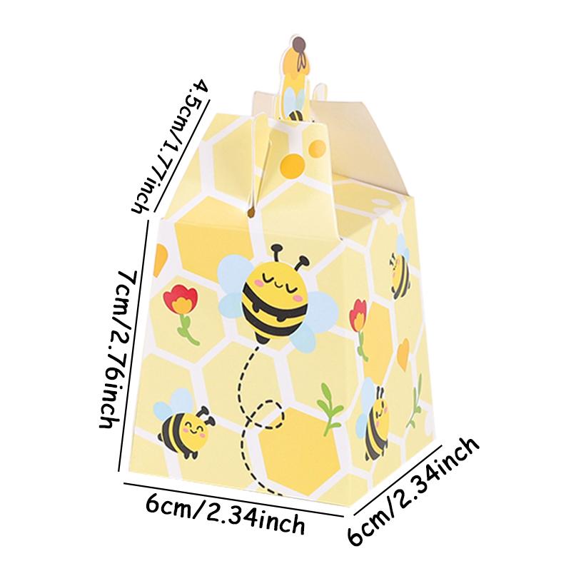 10pcs Honey Bee Themed Paper Candy Box Baby Shower Birthday Wedding Party Favor Decoration Supplies Yellow Cartoon Honey Bee Box