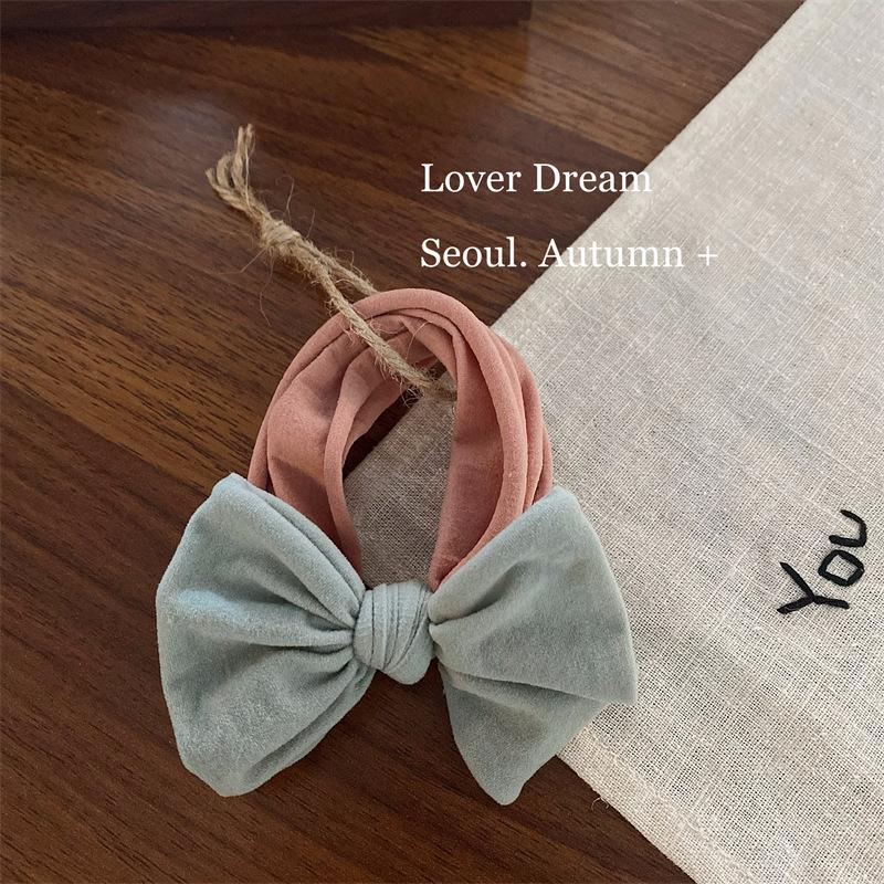 Школьница Корейская Осень Зима Однотонный Скранчи Мягкая Ткань Бант Резинка для Волос Женские Милые Эластичные Резинки для Волос Аксессуары