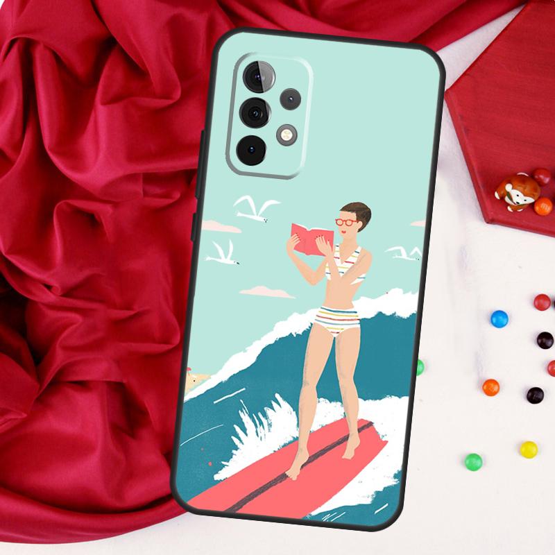 Surfboard Surfing Surf Girl For Samsung Galaxy A56 A36 A26 A16 A05 A06 A22 A32 A52 A54 A34 A14 A55 A15 A53 A33 A35 Case