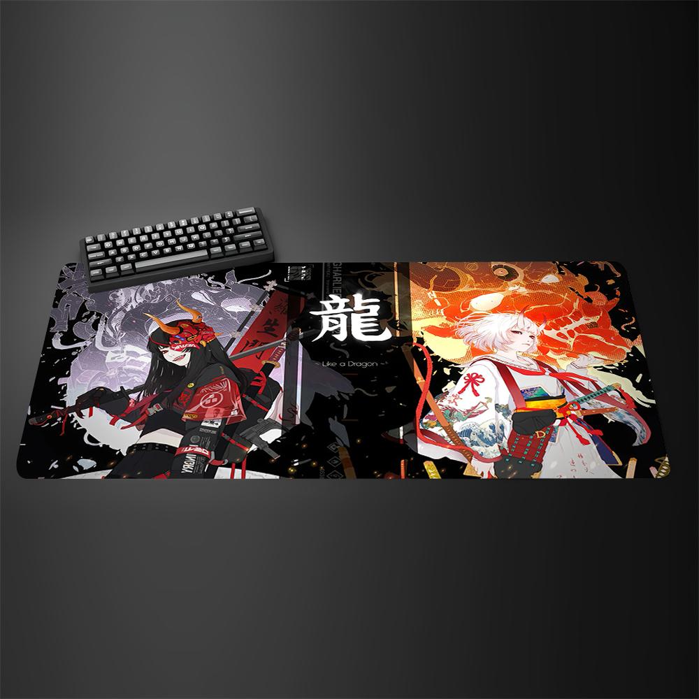 Black Ghost Face Nonslip Mouse Pad Gamer Desk Mat HD Print Japanese Samurai Devil Mask PC Gaming Accessories Computer Table Pad