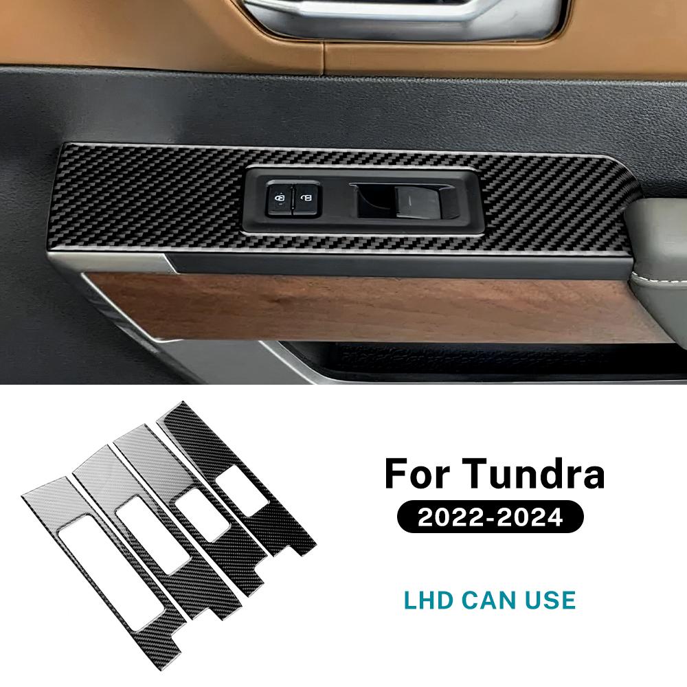 Real Soft Carbon Fiber Sticker For Toyota Tundra 2022 2023 2024 2025 Car Door Button Frame Interior Trim Accessories For LHD. чёрный