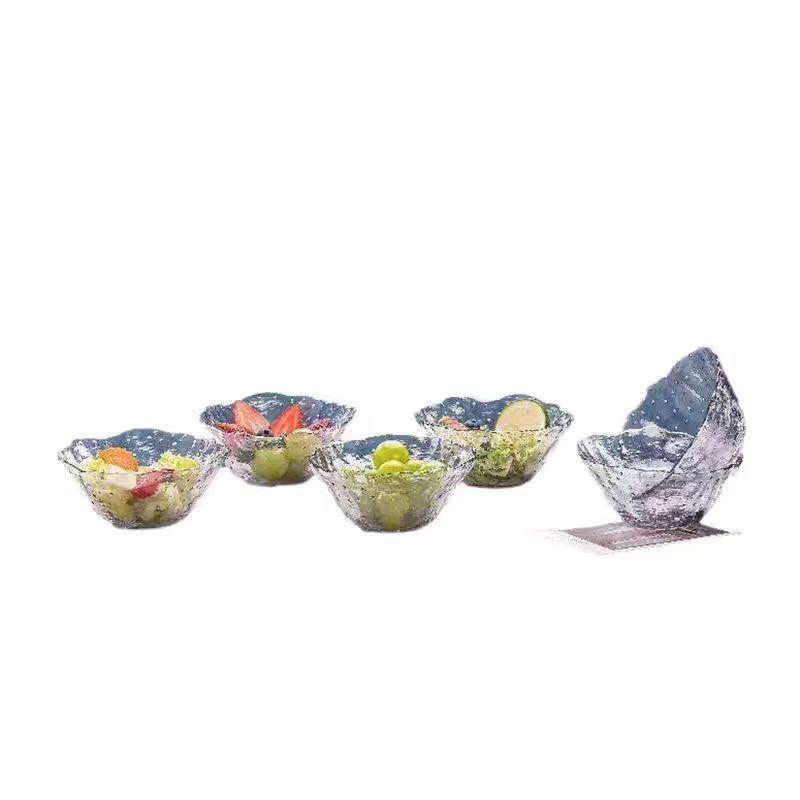 Kemereite Ins-Style Lotus Leaf Glass Salad Bowl Set, 6-Piece
