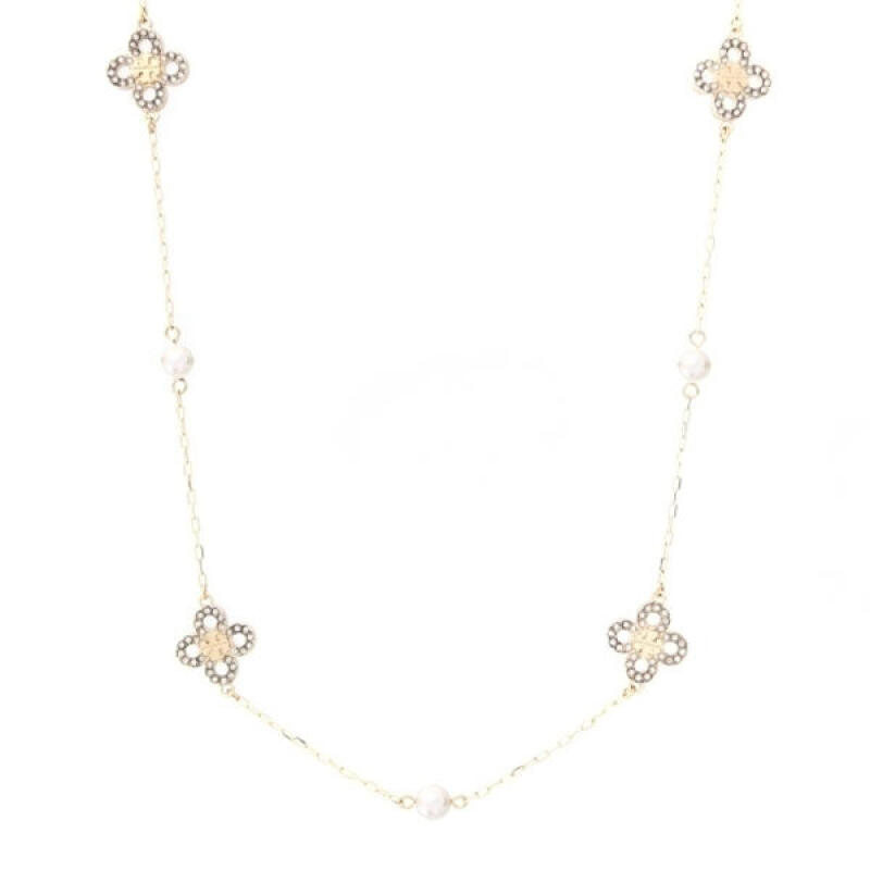 

Tory Burch Necklace Kira Clover Pearl 163711-782 163711-782