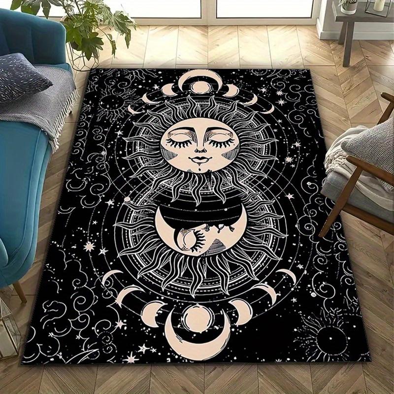 Crystal Velvet Mysterious Stars And Moon Printed Area Rug Carpet for Bedroom Living Room Home Decor Rugs Mat Non Slip