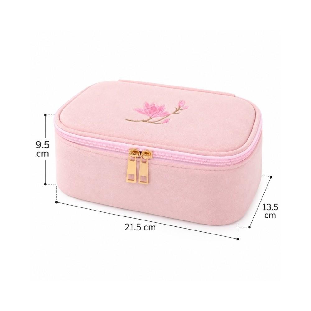 1Pc Anti-tangle Jewelry Case Embroidered Ring Necklace Organizer Ring Necklace Bracelet Storage