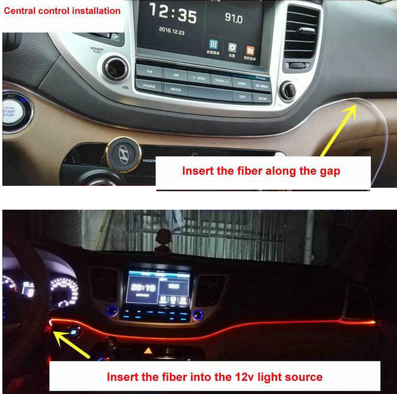 Dia.3mm T-type Invisible Skirt Side Glow Fiber Optic Cable DIY w/Skirt Fin Car Pickup light RGB lighting Decor Milk/Transparent