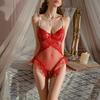 Sexy Sex Bead Chain Suspender Lace Seduction Open Crotch Onesie Women's Pure Desire Pajamas 1179