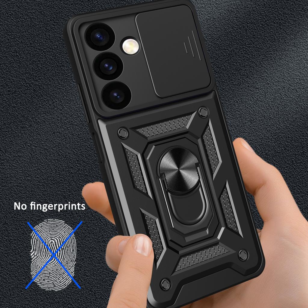 For Samsung Galaxy S24 Case Anti-drop Slide Lens Protection Scratch-resistant PC+TPU Phone Cover
