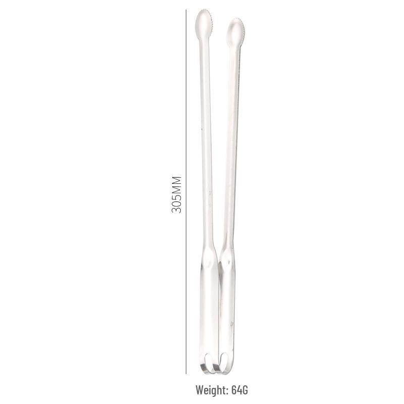 Stainless Steel Korean BBQ and Steak Cooking Tongs - Long, Anti-Scald Design Tweezers