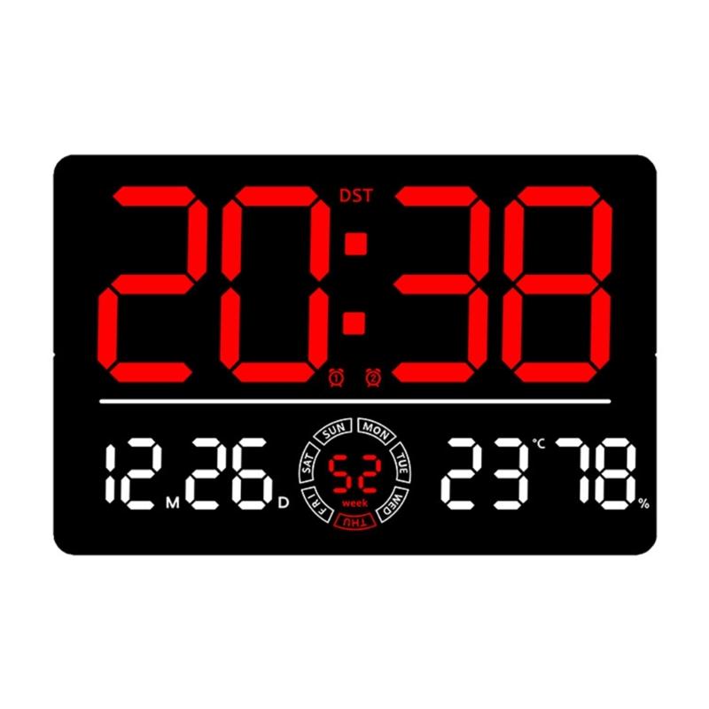 LED Digital Clock Auto Time Sync Large Display with 2 Alarm and Countdown Functions Temperature Display for Home Office