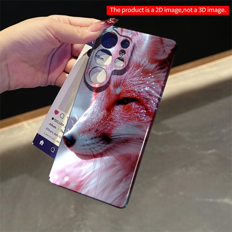 2DFlat Samsung phone case Pink Fox with Glittering Fur Close-up Applicable to Galaxy S22 S23 S24 S25ULTRA S26 A12 A13 A14 A15 A16