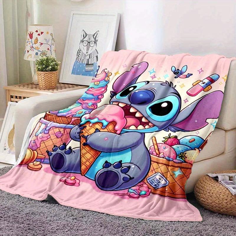 1ks deka s potiskem Stitch - Měkká, celoroční přehoz do obývacího pokoje, ložnice, personalizovaný dárek s roztomilým kresleným designem
