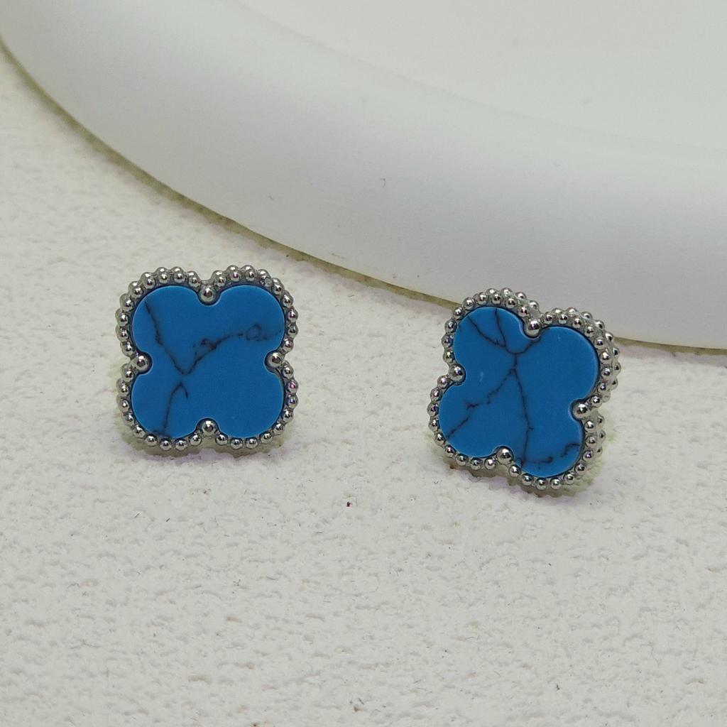 High Quality Titanium Steel Natural Mother-of-pearl Four-leaf Clover Earrings for Women 18K Fashion Premium Earrings