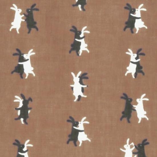 Somenoanbo Tenugui Waltz Authentic Dyed Cotton Tokuoka Made in Japan 35cm x 100cm "Rabbit Brown" 100%