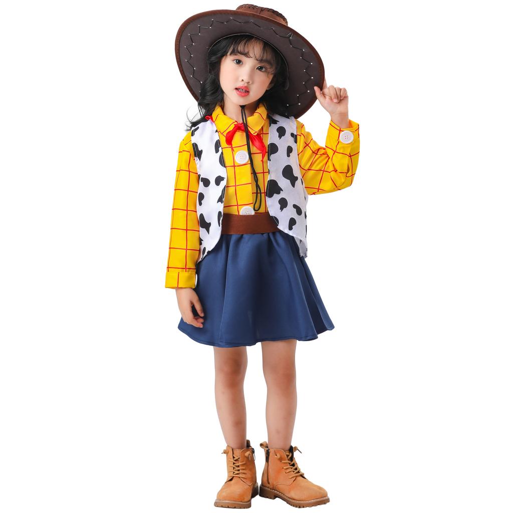 - Children's Denim Clothing, June 1st Children's Day Girls' Toy Story Girls' Woody Cos Clothing Dance Clothing