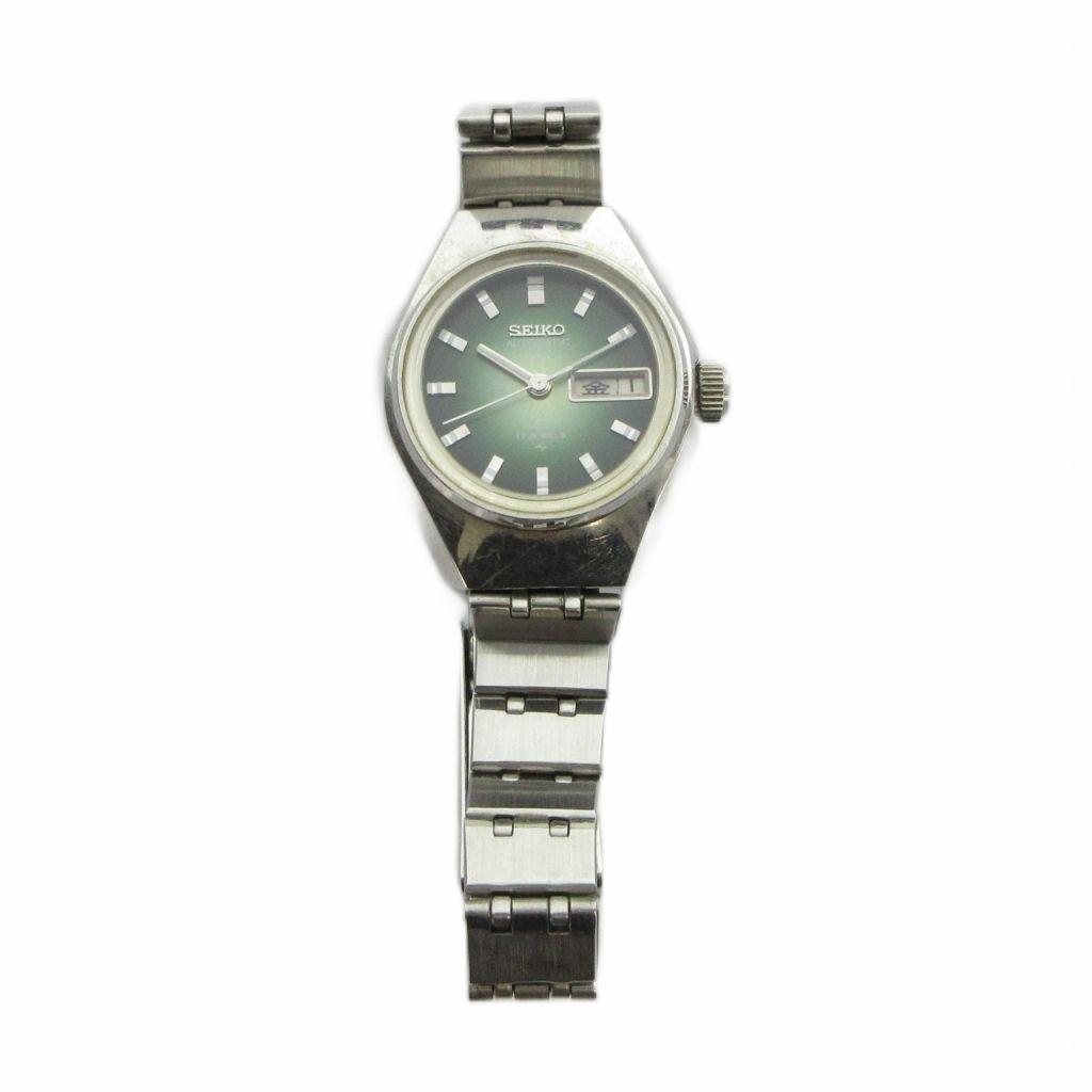 SEIKO Automatic Watch with Green Silver Tone 2206-0040 Calendar, Dial, GY11/MQ Women's
