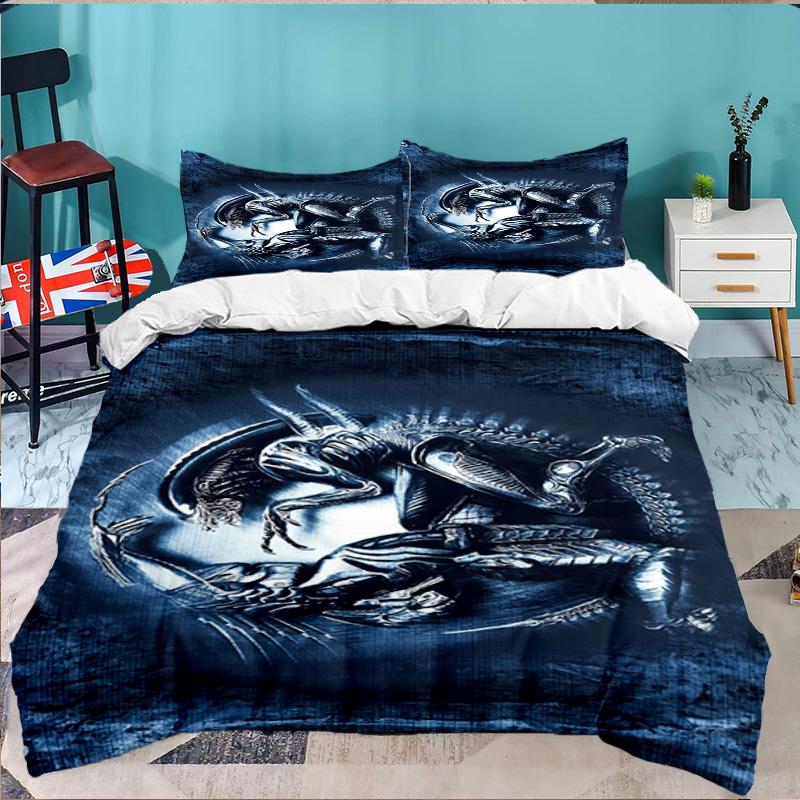 Alien Artwork 3pcs Bedding Set,Including 1pc Duvet Cover And 2pcs Pillowcases Perfect Gift for Christmas,Ideal for Bedroom, Dormitory